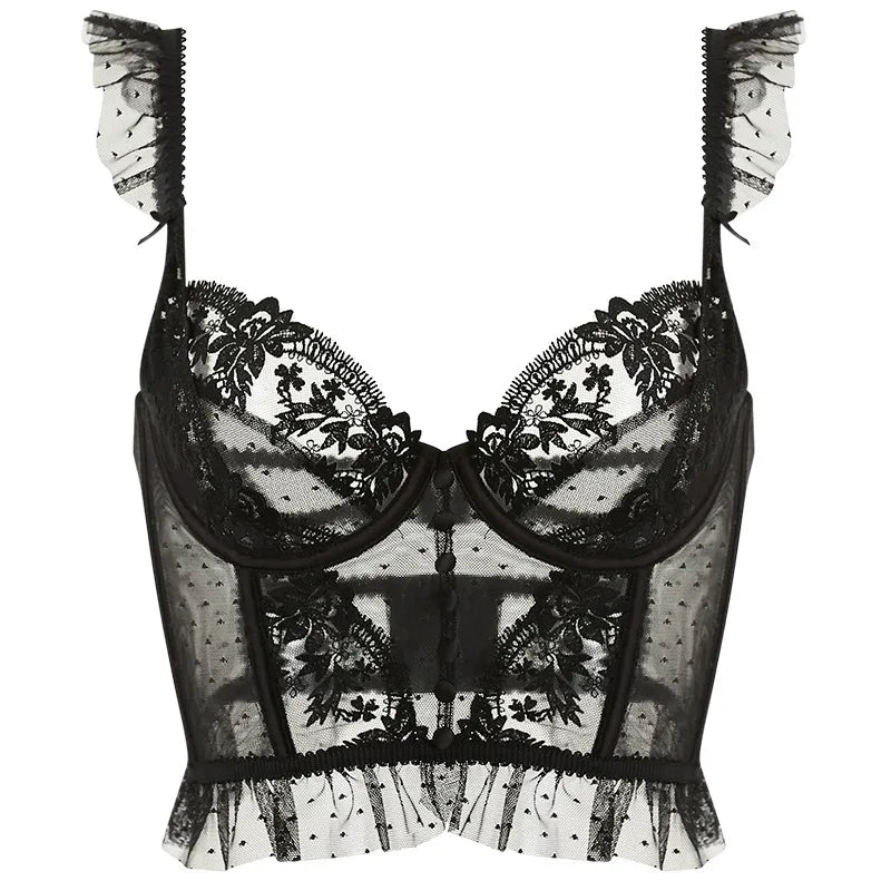 Dentelle Française Ultra Fine - Transparent Wireless Bra & Embroidery Girdle Set