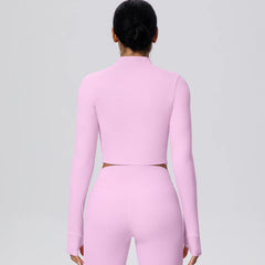 Women's Solid Color Zipper Yoga Jacket - Naked Feel Slim Fit Gym Top