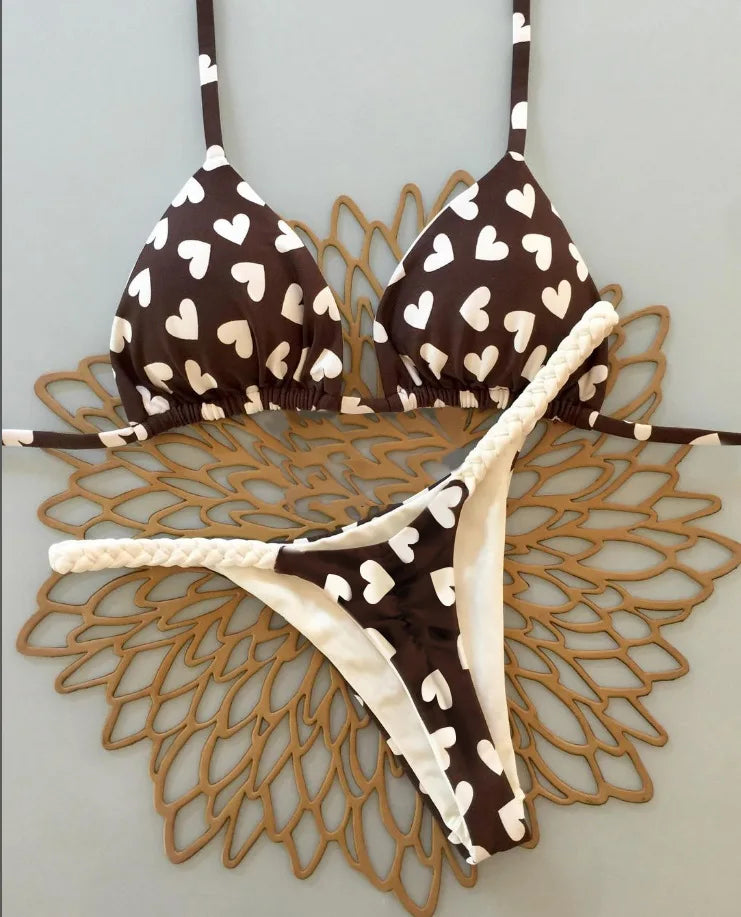 2026 New Women's Sexy Halter Bikini Set - Lace-up Brazilian Thong Swimwear