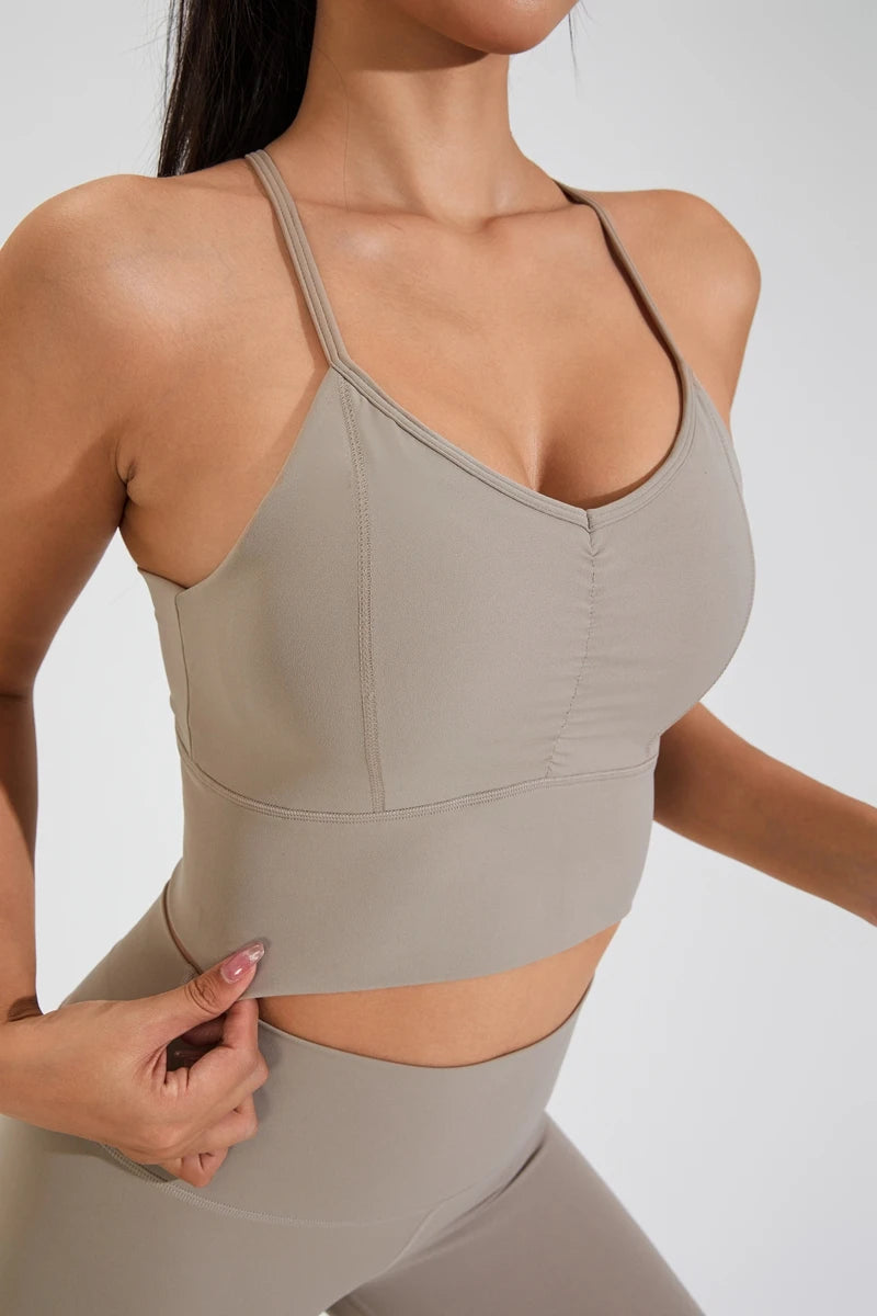 QINACTIVE Women’s Stylish Pleated Sports Bra – Beautiful Back & Quick-Dry Fit