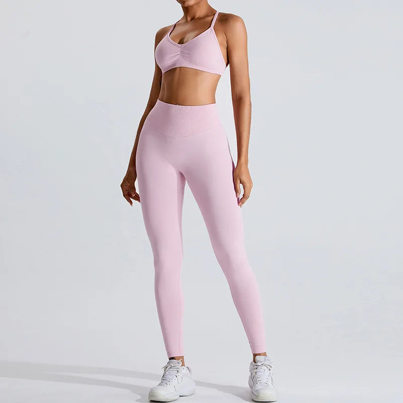 NCLAGEN Women's Seamless Yoga Leggings High V-Waist Tummy Control Scrunch Butt Lifting GYM Workout Pants Outdoor Sports Fitness