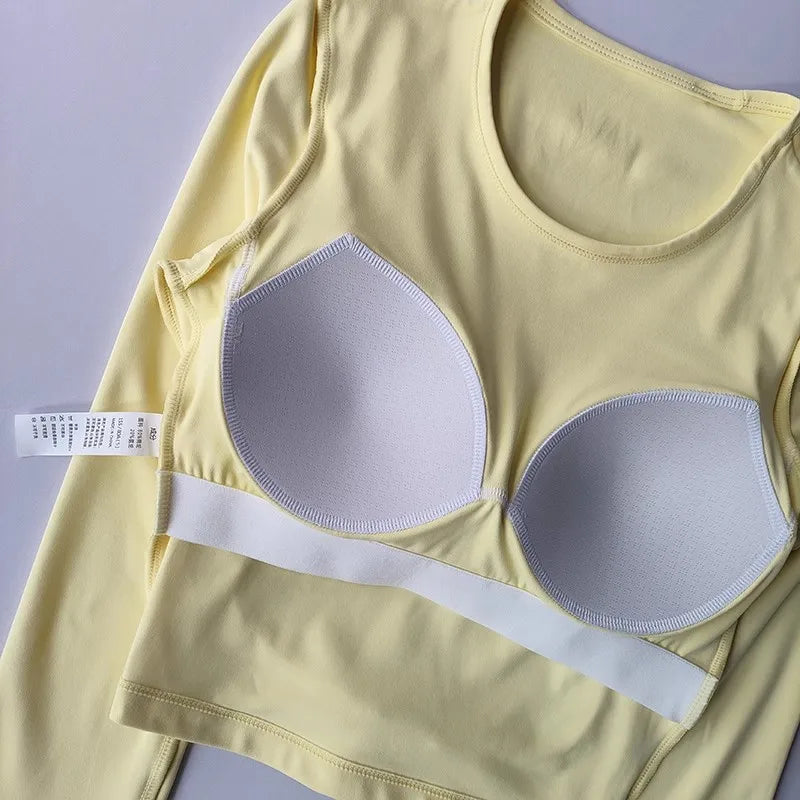 High-End Befit backless long-sleeve yoga top, quick-dry padded gym shirt for women.