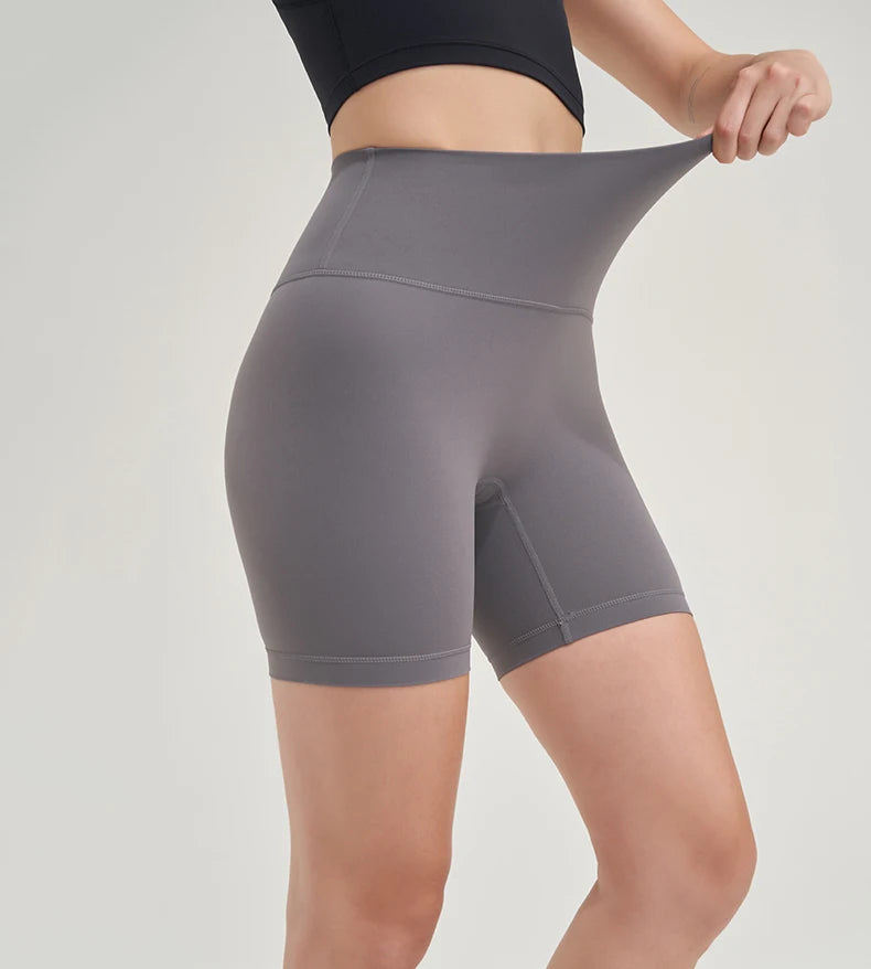 SOISOU Nylon Women's Shorts Gym Yoga Shorts Leggings High Waist Elastic Tight Breathable No Awkward Lines Women's Cycling Shorts