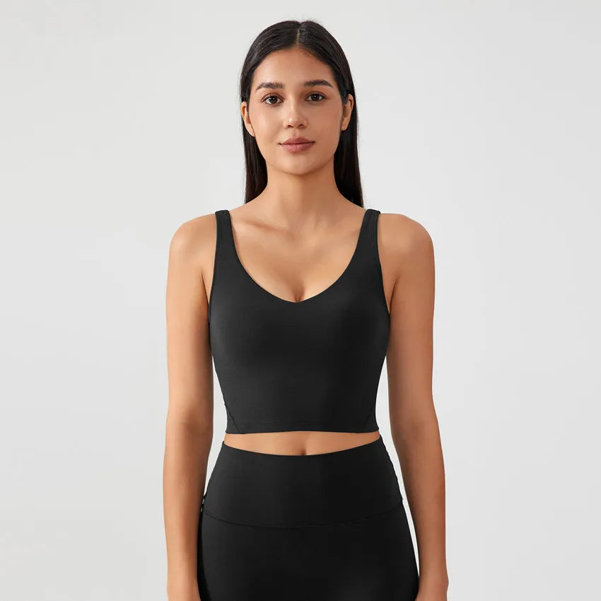 Fashion U-shape Back Sports Vest Naked Feel Soft Workout Crop Top Padded Activewear Tank Gym Fitness Yoga Bra