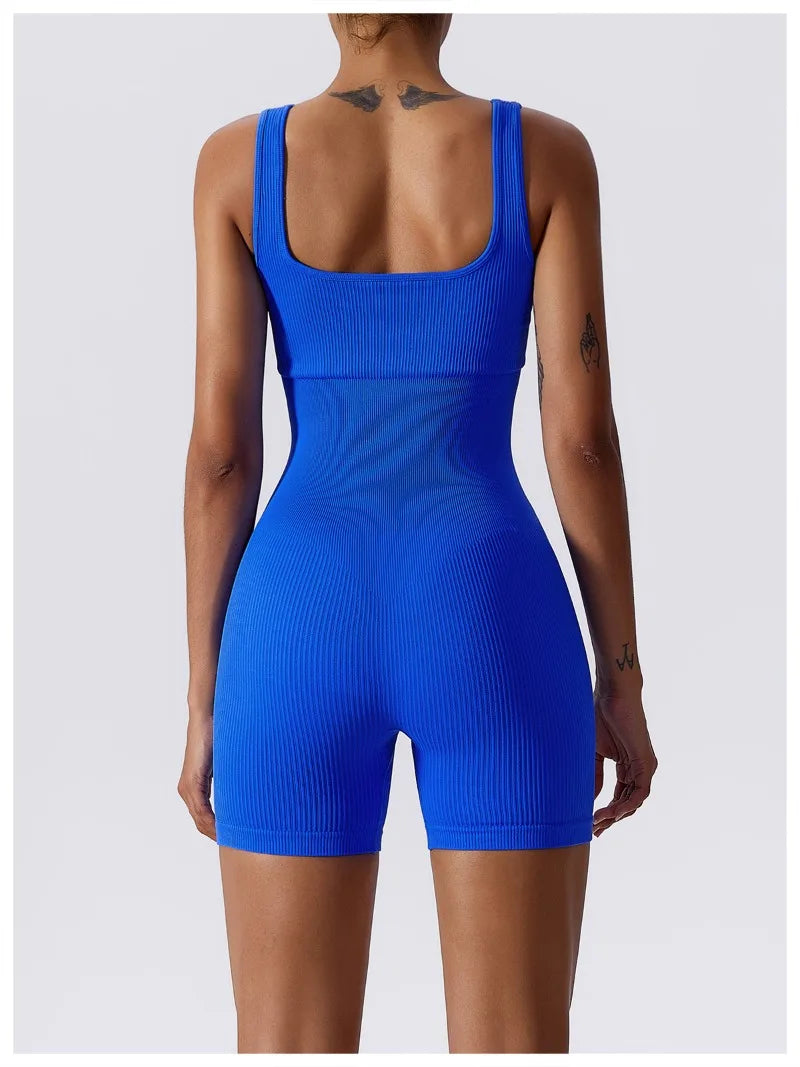 Dam Yoga-sparkbyxor i ett stycke med magkontroll, sömlös ribbad jumpsuit, vadderad sport-bh, tränings-sparkbyxor, mode, fitness, sportkläder