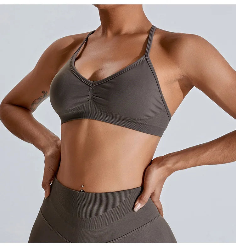 NCLAGEN Seamless Push-Up Sports Bra – High Support, Adjustable Straps, Yoga Top