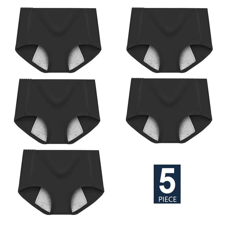 5-Piece Leak-Proof Menstrual Panties - Mid-Waist Cotton Physiological Briefs