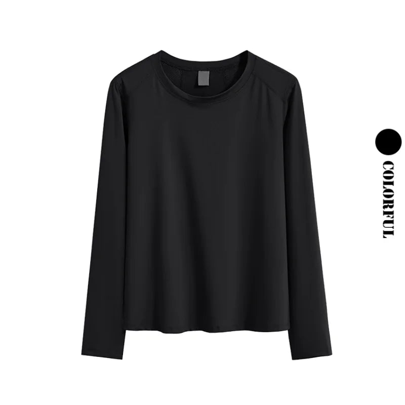 DRUR Long Sleeve Mesh Yoga Top - Loose Fit Breathable Workout Tee