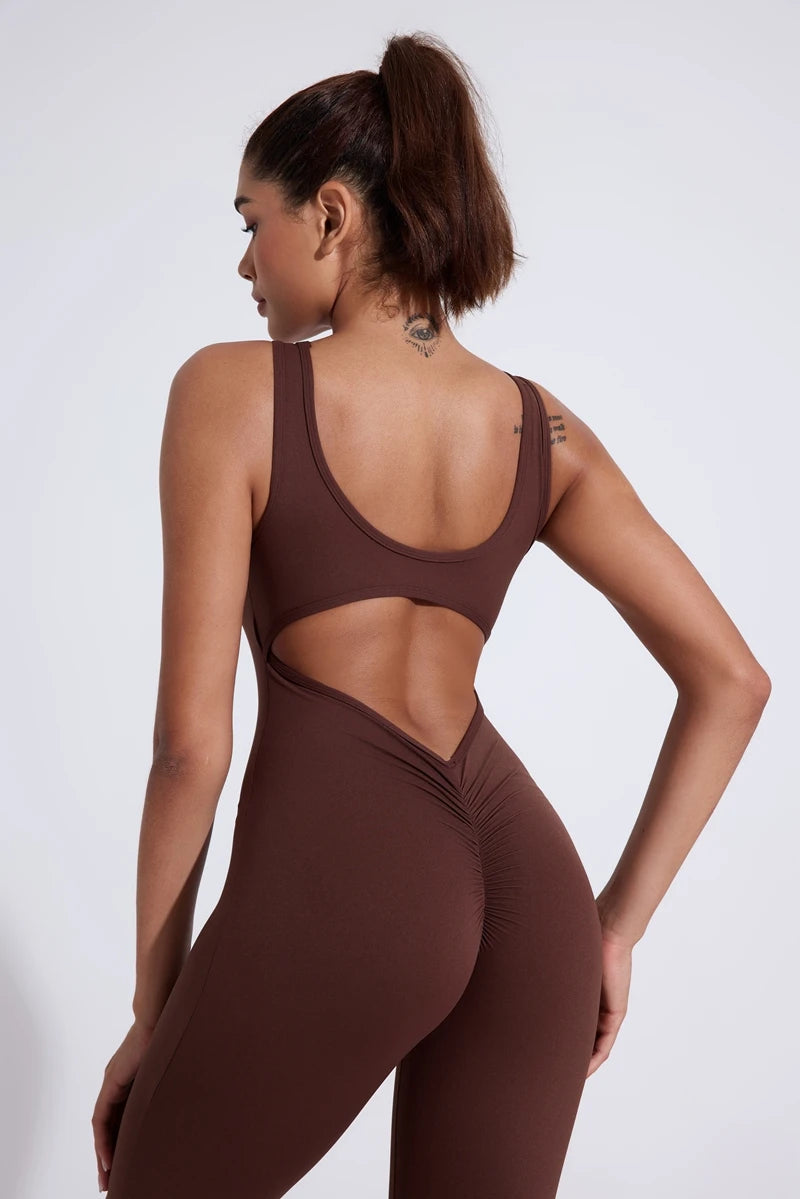 QINACTIV RearV-lift buttocks tight fitting one-piece nude yoga suit winter women's outdoor running sports one-piece fitness suit