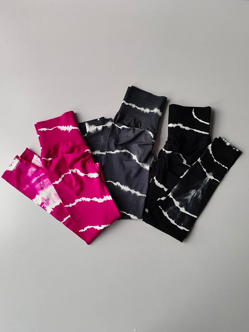 Tie-Dye High-Waist Yoga Leggings for Women Seamless Gym Sports Workout Tights Fitness Running Leggings