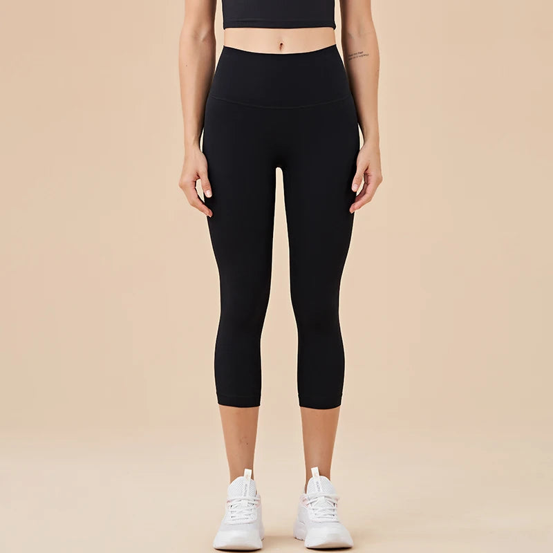 SOISOU Nylon Yoga Capri Pants Leggings Women's Pants Gym Sexy High Waist Tight Breathable Elastic Girl Sports Pants 13 Colors