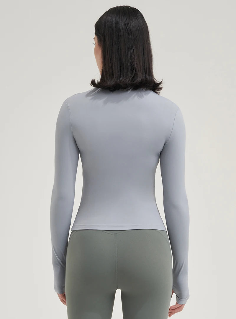 SOISOU Nylon Gym Top Yoga Shirt Fitness Sport Women Clothing Elastic Breathable Pilates Long Sleeve Tops 5 Colors 4 Size