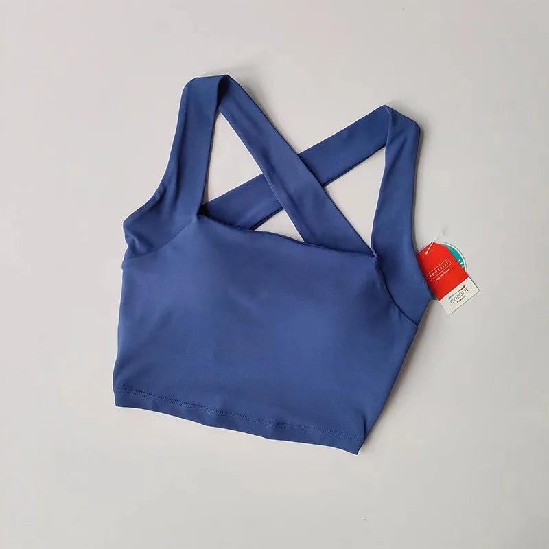 Women Cross Strap Sports Bra Top High impact Push Up Running Bras Sport Bra Yoga Gym Crop Top Brassiere Fitness Top Sport Bra