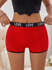 7-Pack Mixed-Color Lettered Waistband Briefs - Sporty & Luxurious Women's Underwear