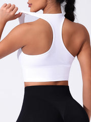 Mileegirl Seamless Women Yoga Bra Ribbed Sports Crop Tops Racer Back Gym Tank Top with Pads Quick Drying Fitness Workout Tops
