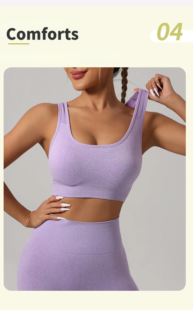 STOUREG Hollow Beauty Back  2Pcs Yoga Set Women Sports Bra+Hip Lifting Sports Pansts Workout Set Seamless Fitness Gym Set