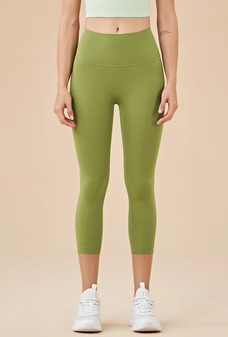 SOISOU Nylon Yoga Capri Pants Leggings Women's Pants Gym Sexy High Waist Tight Breathable Elastic Girl Sports Pants 13 Colors