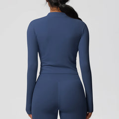 Women's Seamless Zipper Yoga Jacket - Quick-Dry Slim Fit Gym Crop Top