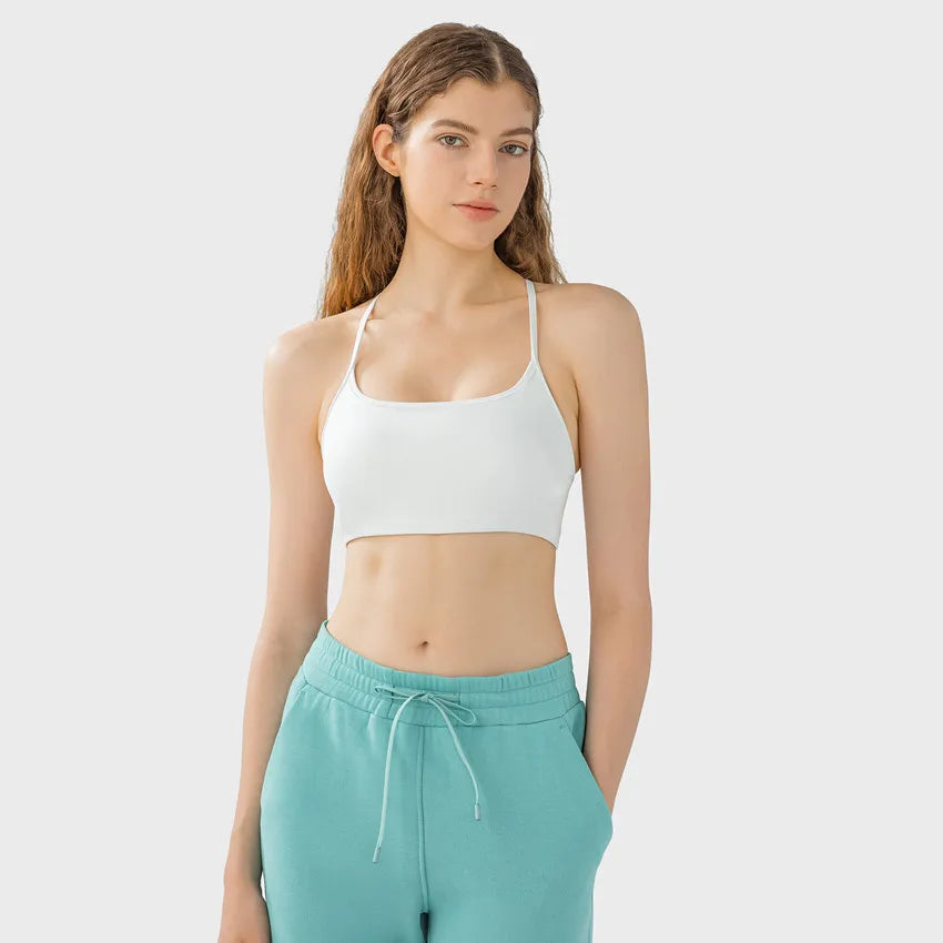 Stylish Cross Thin Straps Sports Bra Padded Gym Fitness Underwear For Women Beautiful Backless Workout Yoga Bra