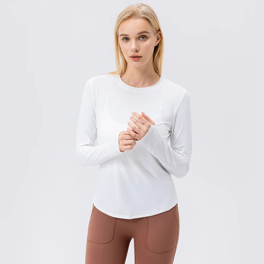 Women's Ice Silk Sun Protection Long-Sleeve Yoga Top - Breathable Running T-Shirt