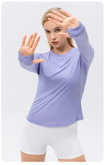Women's Ice Silk Sun Protection Long-Sleeve Yoga Top - Breathable Running T-Shirt