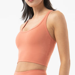 SOISOU Women's Nylon Sports Bra – Double Layer, Removable Pads, Gym & Yoga Top