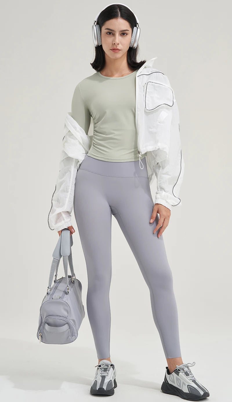 SOISOU Nylon Women Tops Gym Yoga Shirts Sportswear Tight Elastic Breathable Comfortable Sports Top Yoga Wear Womens Clothing