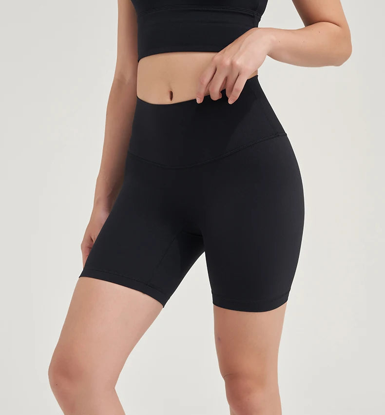 SOISOU Nylon Women's Shorts Gym Yoga Shorts Leggings High Waist Elastic Tight Breathable No Awkward Lines Women's Cycling Shorts