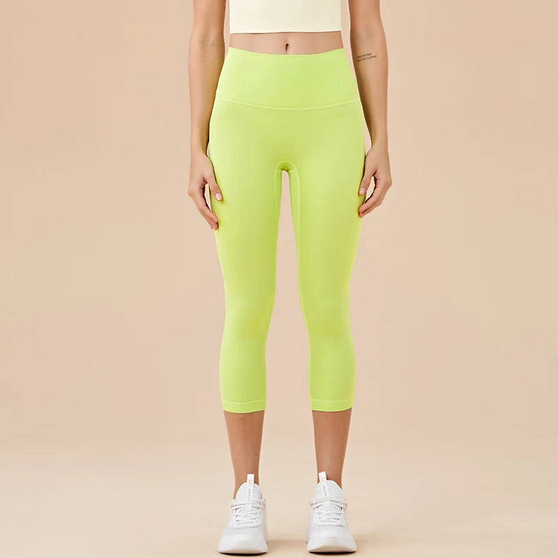 SOISOU Nylon Yoga Capri Pants Leggings Women's Pants Gym Sexy High Waist Tight Breathable Elastic Girl Sports Pants 13 Colors