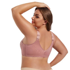 Women's Plus Size Lace Bra - Lightweight Anti-Sagging Front Buckle Design