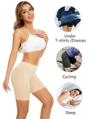 POKARLA Women's High-Waisted Cotton Boxer Shorts - Anti-Chafing Biker Underwear