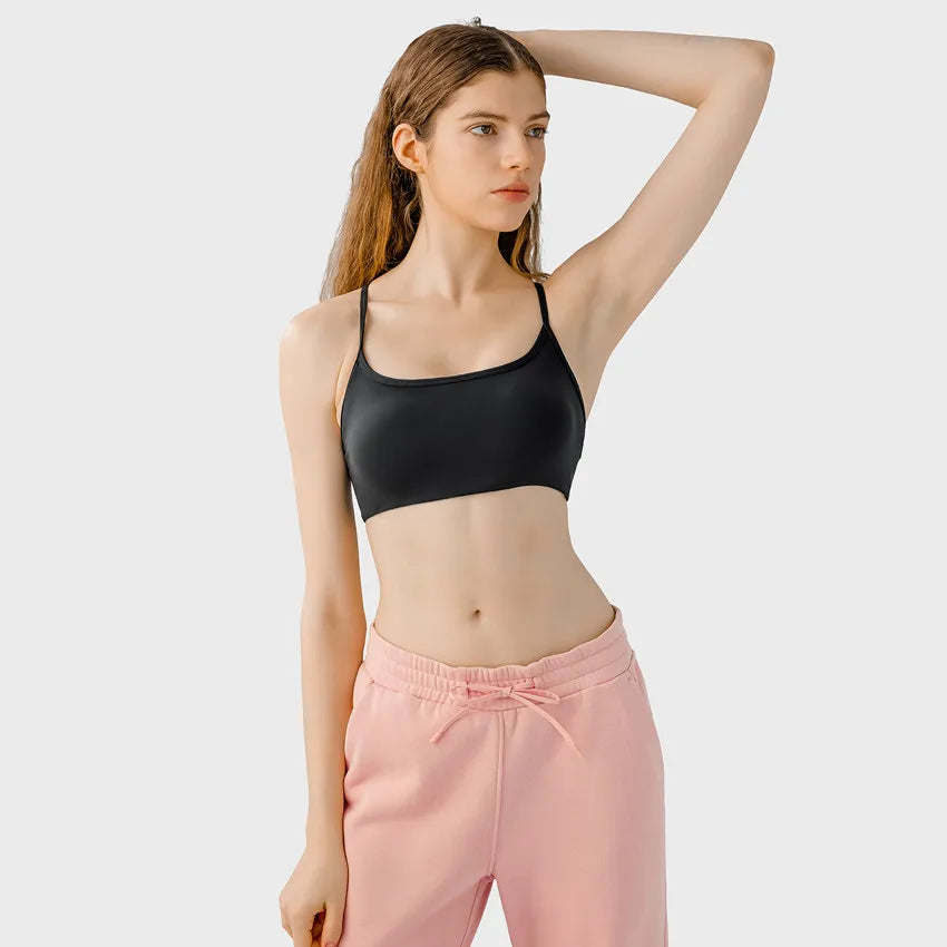 Stylish Cross Thin Straps Sports Bra Padded Gym Fitness Underwear For Women Beautiful Backless Workout Yoga Bra