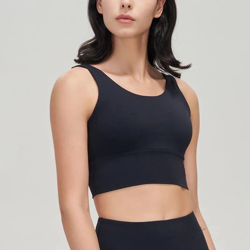 SOISOU Lycra Top Women Yoga Sports Bra Gym Fitness Crop Top Bras For Women Underwear Deep V Beautiful Back Chest Pad Removable