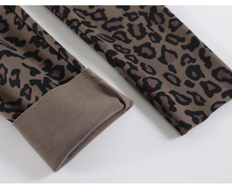 BIVIGAOS New Autumn Winter Thin Velvet Fashion Leopard Sharkskin Leggings Women High Waisted Sexy Slim Tight Warm Leggings