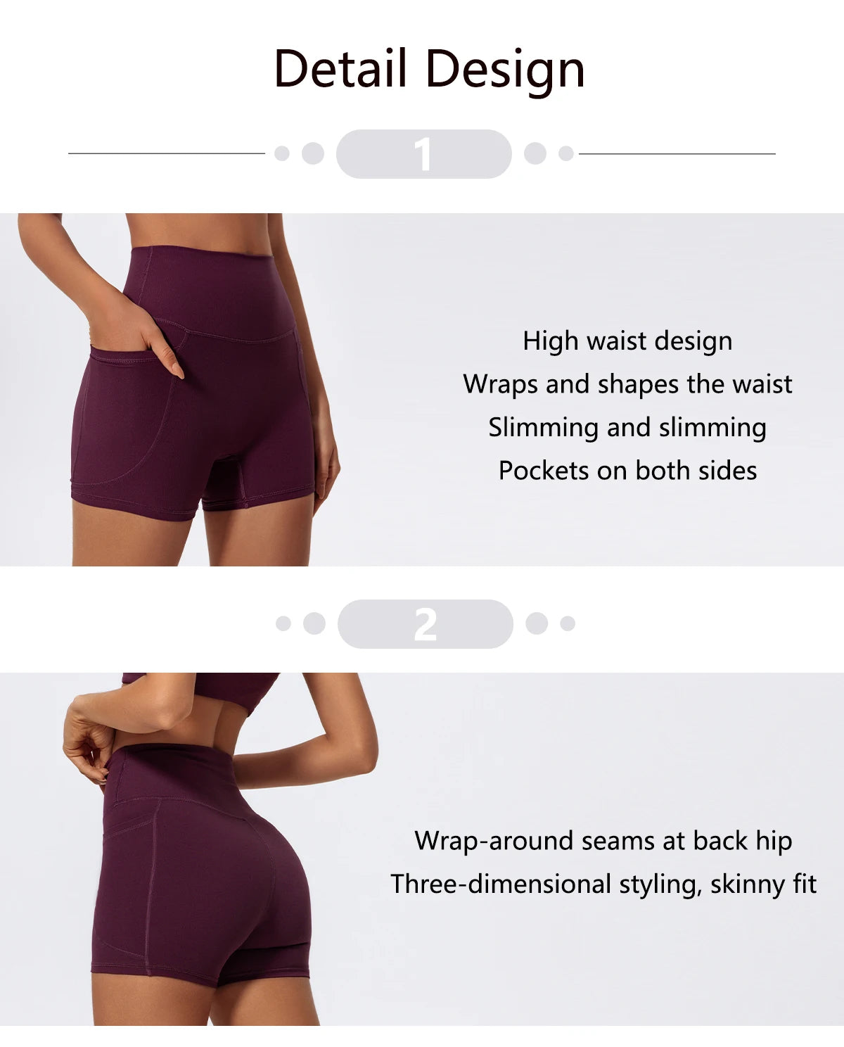 Ctenkevet Women's Pocket Athletic Shorts Running Tight Pants Gym Workout Yoga Trunks Female High Waist Buttock Lift Legging