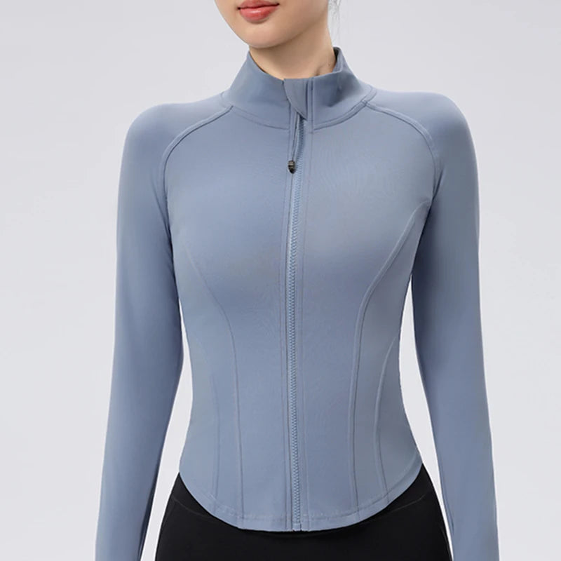 Women's Tight-Fitting Yoga Sports Jacket - Quick-Dry Running Fitness Outerwear
