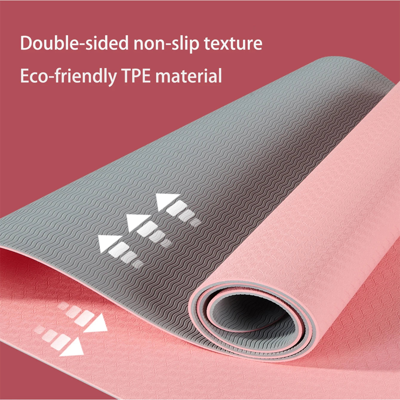 TPE eco-friendly yoga mat with strap, non-slip mat for women’s home fitness and Pilates.