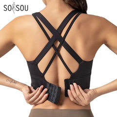 SOISOU Adjustable Yoga Sports Bra – Breathable Nylon Fitness Top