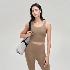 SOISOU Lycra Top Women Yoga Sports Bra Gym Fitness Crop Top Bras For Women Underwear Deep V Beautiful Back Chest Pad Removable