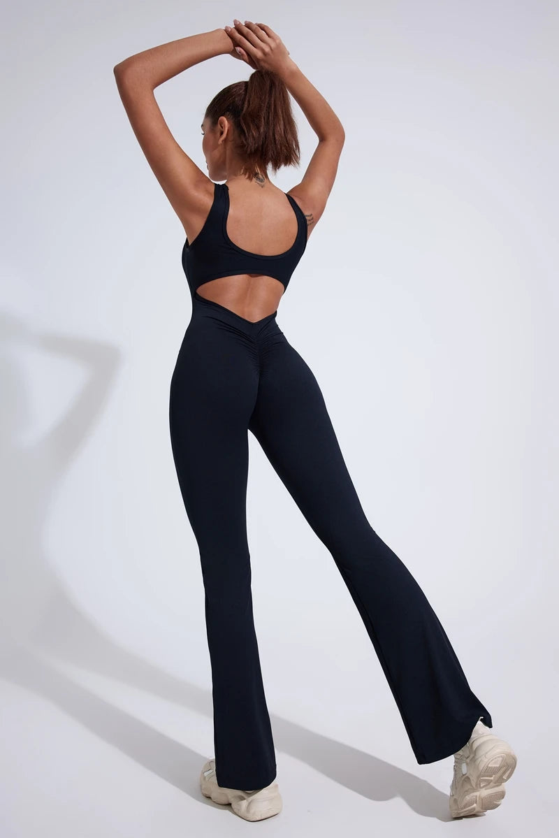 QINACTIV RearV-lift buttocks tight fitting one-piece nude yoga suit winter women's outdoor running sports one-piece fitness suit