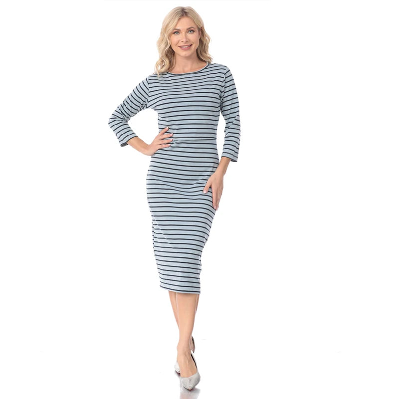 Spring Striped Maternity & Nursing Dress - Long Sleeve Breastfeeding Pregnancy Wear