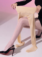 Glossy Satin High-Waisted Seamless Tights for Women – 40D Slimming Comfort