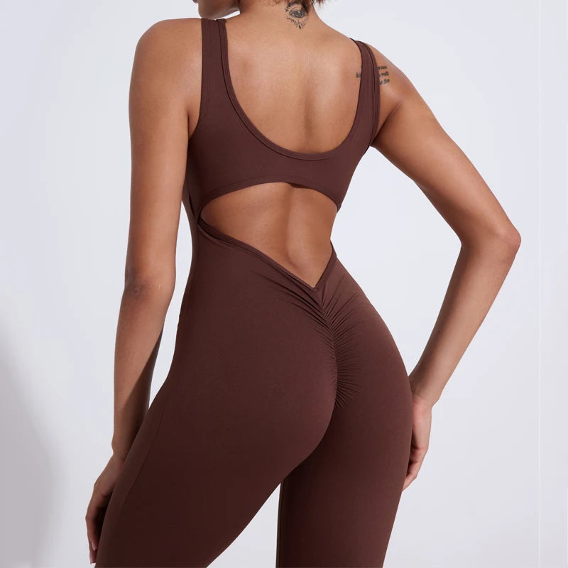 QINACTIV RearV-lift buttocks tight fitting one-piece nude yoga suit winter women's outdoor running sports one-piece fitness suit