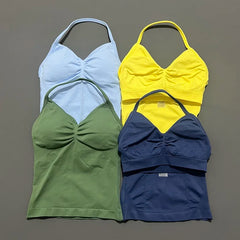 Histello Longline Strappy Women’s Yoga Vest - Open Back Fitness Tank Top