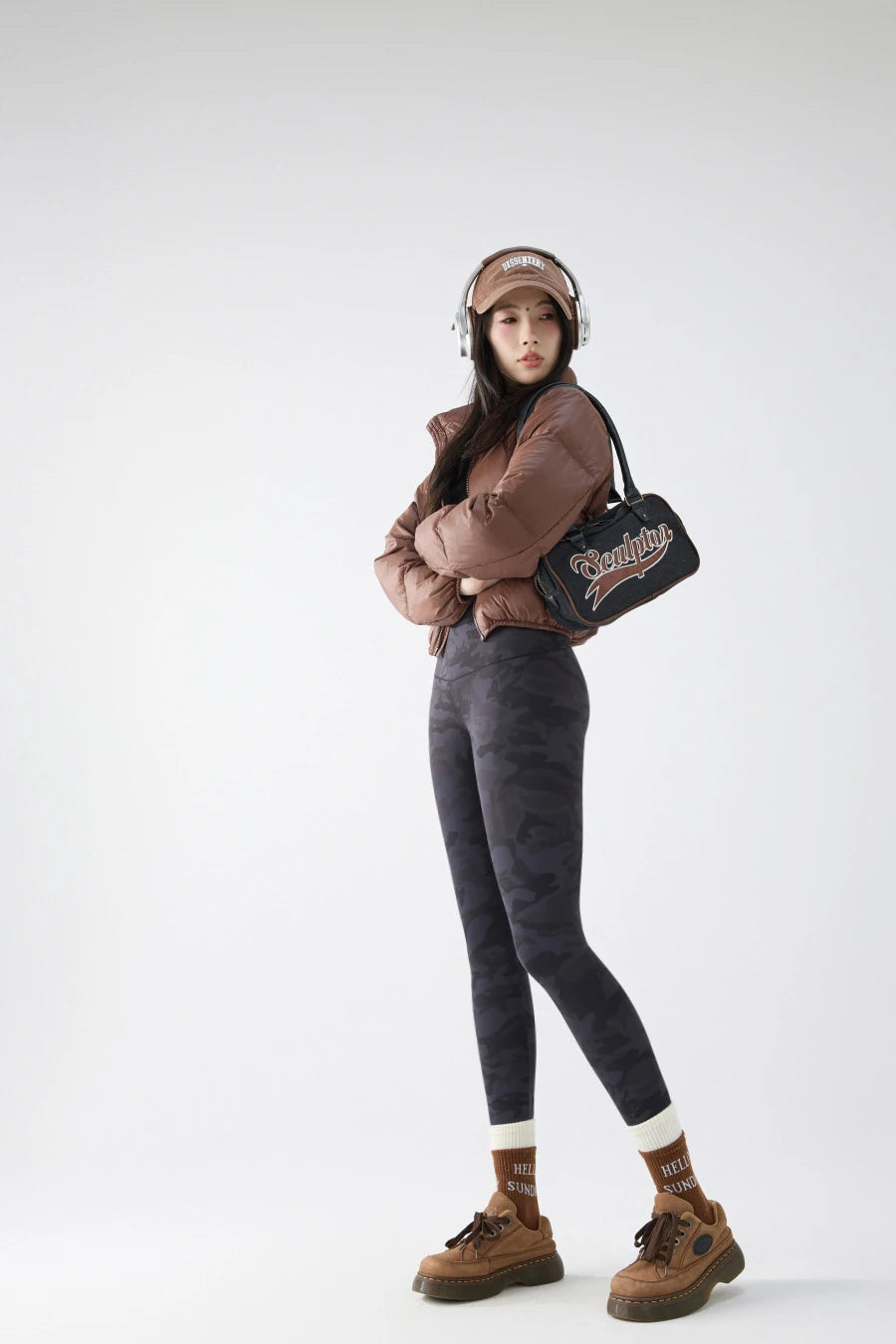 BIVIGAOS 2024 Autumn Winter Camouflage Sharkskin Leggings Brushed Shark Pants Women Thin Fleece Warm Casual Fashion Leggings