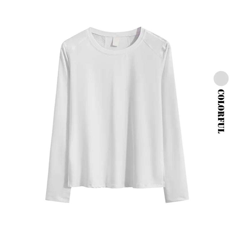 DRUR Long Sleeve Mesh Yoga Top - Loose Fit Breathable Workout Tee