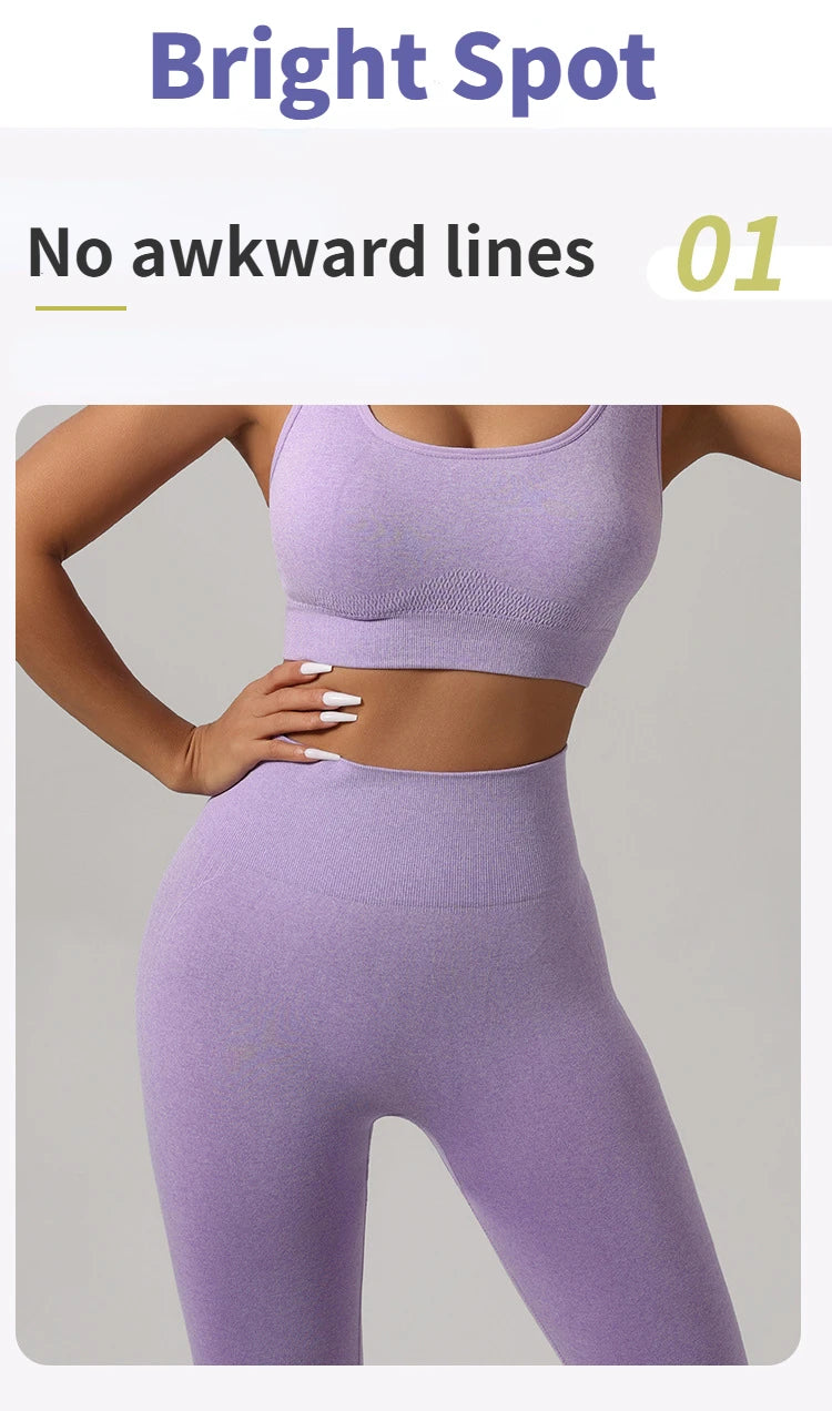 STOUREG Hollow Beauty Back  2Pcs Yoga Set Women Sports Bra+Hip Lifting Sports Pansts Workout Set Seamless Fitness Gym Set