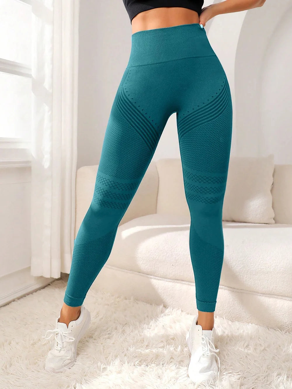 Sexy Line Hip Lifting Sports Tights Women High Waist Elastic Yoga Pants Running Fitness Pants Breathable Sports Leggings