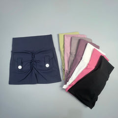 Women's Peach Butt Fitness Shorts - High-Waist Cargo Three-Quarter Yoga Tight