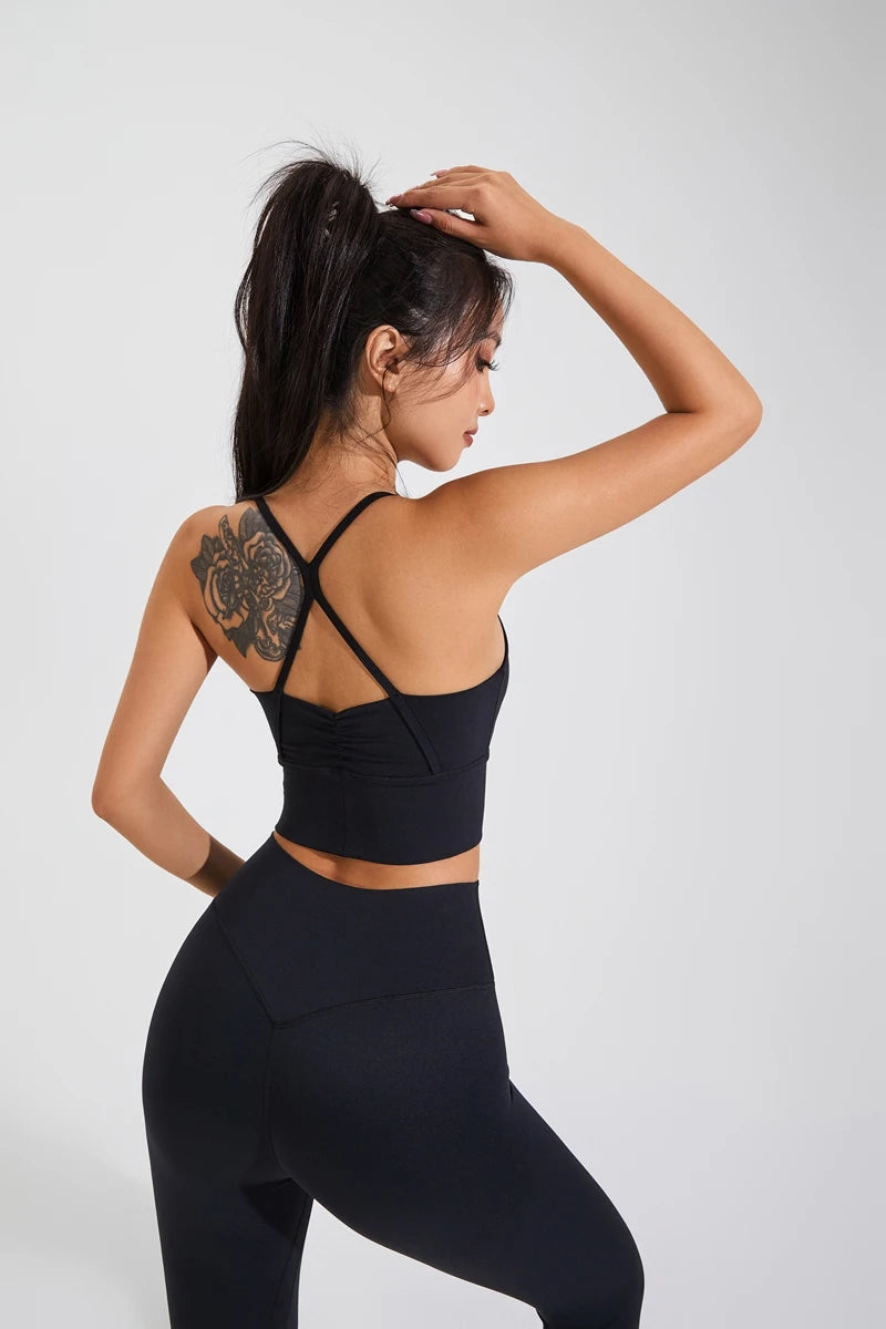 QINACTIVE Women’s Stylish Pleated Sports Bra – Beautiful Back & Quick-Dry Fit